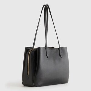 NWOT Quince Italian Leather Triple Compartment Work Tote - Black